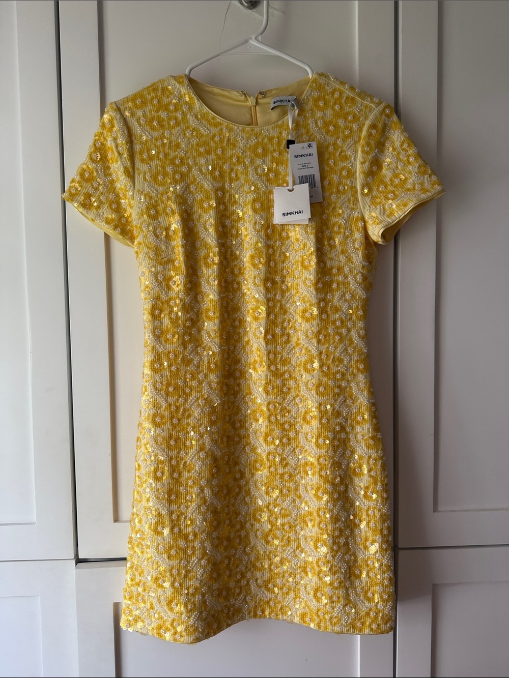 SIMKHAI Yellow Floral Textured Shift Dress